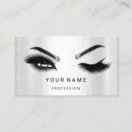 Eyelash Brow Microblade. QR CODE Logo Silver SPA Visitekaartje (Voorkant)