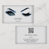 Eyelash Brow Microblade QR Logo Blue Lashes Visitekaartje (Voorkant / Achterkant)