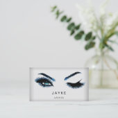 Eyelash Brow Microblade QR Logo Blue Lashes Visitekaartje (Staand voorkant)
