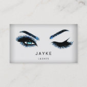 Eyelash Brow Microblade QR Logo Blue Lashes Visitekaartje (Voorkant)