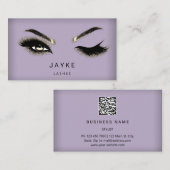 Eyelash Brow Microblade QR Logo Paars Gold Visitekaartje (Voorkant / Achterkant)
