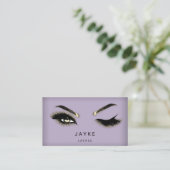Eyelash Brow Microblade QR Logo Paars Gold Visitekaartje (Staand voorkant)