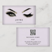 Eyelash Brow Microblade QR Logo rokergrijs poeder Visitekaartje (Voorkant / Achterkant)