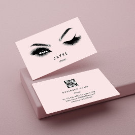Eyelash Brow Microblade QR Logo Roze Pastel Visitekaartje