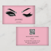 Eyelash Brow Microblade QR Logo Roze Visitekaartje (Voorkant / Achterkant)