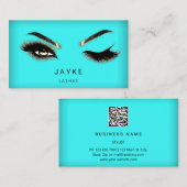 Eyelash Brow Microblade QR Logo Tiffanie Aqua Gold Visitekaartje (Voorkant / Achterkant)