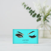 Eyelash Brow Microblade QR Logo Tiffanie Aqua Gold Visitekaartje (Staand voorkant)