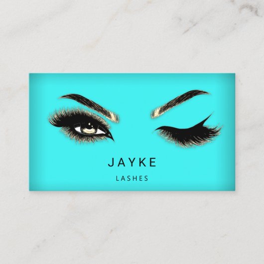 Eyelash Brow Microblade QR Logo Tiffanie Aqua Gold Visitekaartje (Voorkant)
