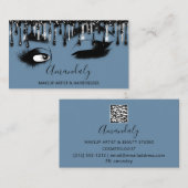 Eyelash Brow QR CODE Microblade Drip Blue Visitekaartje (Voorkant / Achterkant)