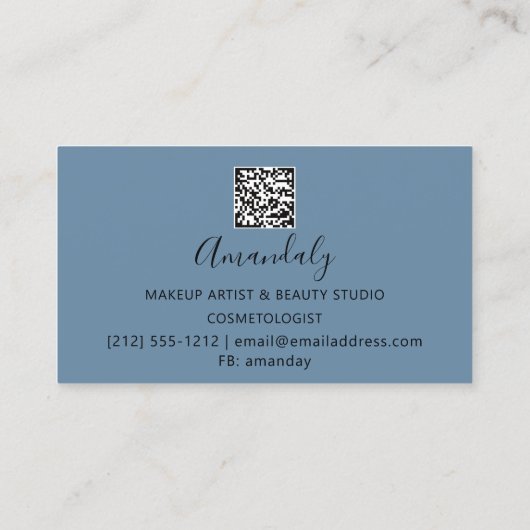 Eyelash Brow QR CODE Microblade Drip Blue Visitekaartje (Achterkant)