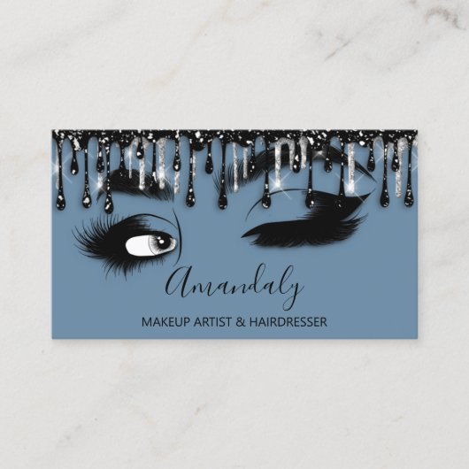 Eyelash Brow QR CODE Microblade Drip Blue Visitekaartje (Voorkant)