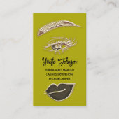 Eyelash Brows Makeup Logo QRCode Lip Gold Mustard Visitekaartje (Voorkant)