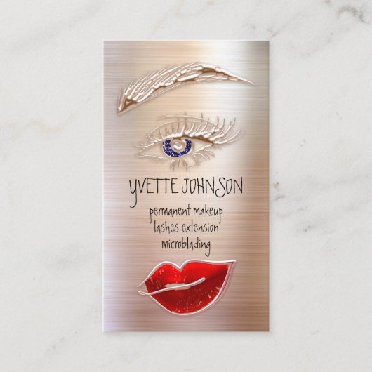 Eyelash Brows Makeup Logo QRCode Lips Roos Red SPA Visitekaartje (Voorkant)