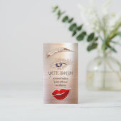 Eyelash Brows Makeup Logo QRCode Lips Roos Red SPA Visitekaartje (Staand voorkant)