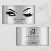 Eyelash Brows Microblade Hair QR CODE Logo Silver Visitekaartje (Voorkant / Achterkant)