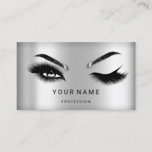 Eyelash Brows Microblade Hair QR CODE Logo Silver Visitekaartje