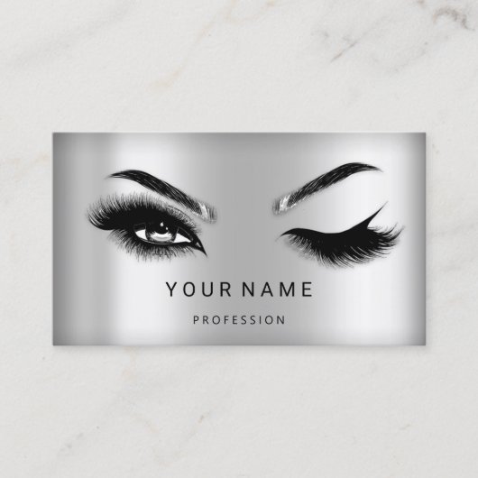 Eyelash Brows Microblade Hair QR CODE Logo Silver Visitekaartje (Voorkant)