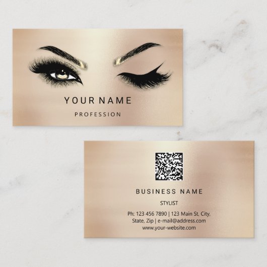 Eyelash Brows Microblade. QR CODE Logo Blush Visitekaartje (Voorkant / Achterkant)