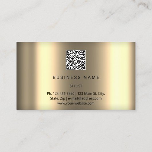 Eyelash Brows Microblade. QR CODE Logo Faux Gold Visitekaartje (Achterkant)