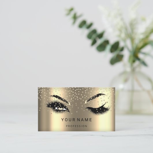 Eyelash Brows Microblade. QR CODE Logo Faux Gold Visitekaartje (Staand voorkant)