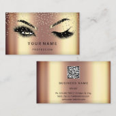 Eyelash Brows Microblade. QR CODE Logo Faux Gold Visitekaartje (Voorkant / Achterkant)