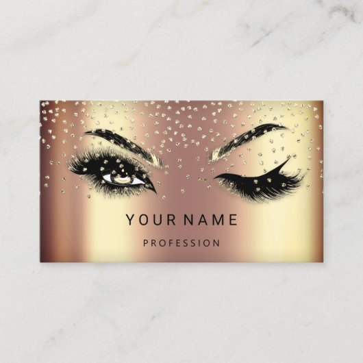 Eyelash Brows Microblade. QR CODE Logo Faux Gold Visitekaartje (Voorkant)
