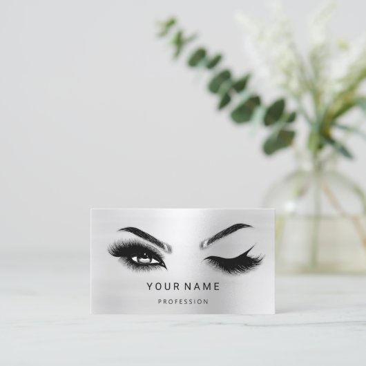 Eyelash Brows Microblade. QR CODE Logo grijs Visitekaartje (Staand voorkant)