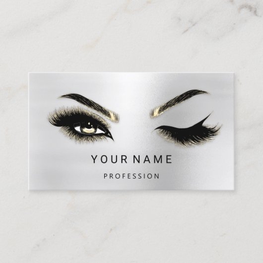 Eyelash Brows Microblade. QR CODE Logo Silver Visitekaartje (Voorkant)