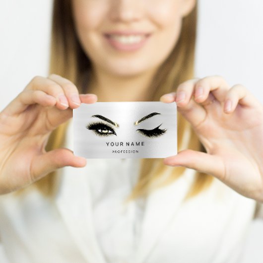 Eyelash Brows Microblade. QR CODE Logo Silver Visitekaartje