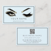 Eyelash Brows Microblade QRCODE Blue Pastel Visitekaartje (Voorkant / Achterkant)