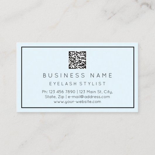 Eyelash Brows Microblade QRCODE Blue Pastel Visitekaartje (Achterkant)