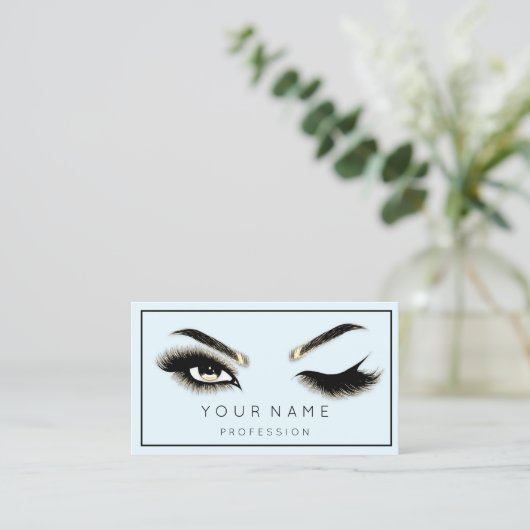 Eyelash Brows Microblade QRCODE Blue Pastel Visitekaartje (Staand voorkant)