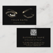 Eyelash Brows Microblade QRCODE Gold Black Visitekaartje (Voorkant / Achterkant)