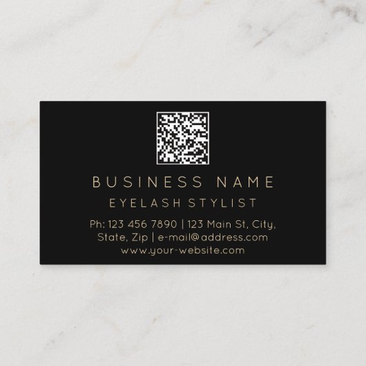 Eyelash Brows Microblade QRCODE Gold Black Visitekaartje (Achterkant)