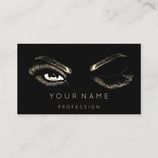 Eyelash Brows Microblade QRCODE Gold Black Visitekaartje (Voorkant)