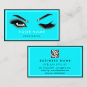 Eyelash Brows Microblade QRCODE Logo Blue Busines Visitekaartje (Voorkant / Achterkant)