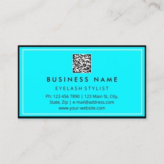 Eyelash Brows Microblade QRCODE Logo Blue Busines Visitekaartje (Achterkant)