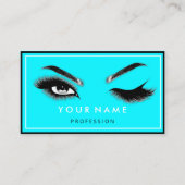 Eyelash Brows Microblade QRCODE Logo Blue Busines Visitekaartje (Voorkant)