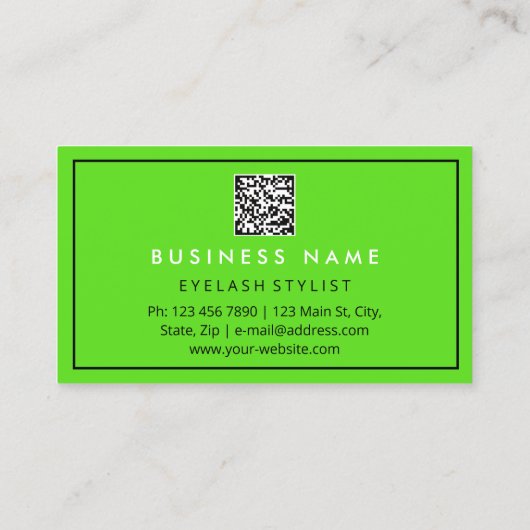 Eyelash Brows Microblade QRCODE Logo Silver Green Visitekaartje (Achterkant)
