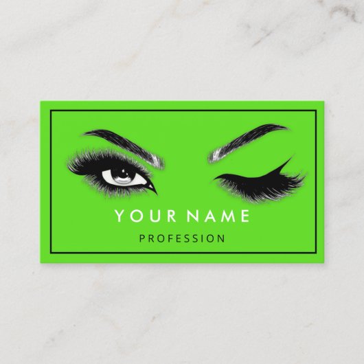 Eyelash Brows Microblade QRCODE Logo Silver Green Visitekaartje (Voorkant)