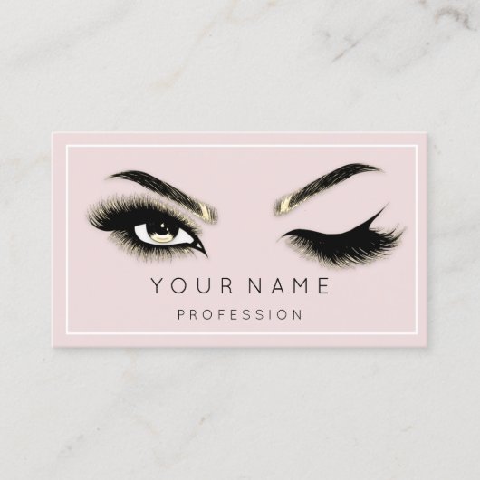 Eyelash Brows Microblade QRCODE Roze omgevormd Visitekaartje (Voorkant)