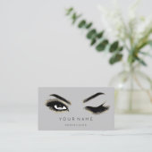 Eyelash Brows Microblading QRCODE Logo Gold Grey Visitekaartje (Staand voorkant)