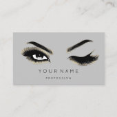 Eyelash Brows Microblading QRCODE Logo Gold Grey Visitekaartje (Voorkant)