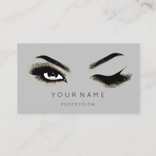 Eyelash Brows Microblading QRCODE Logo Gold Grey Visitekaartje
