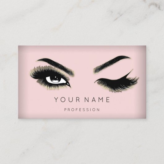 Eyelash Brows Microblading QRCODE Logo Gold Pink Visitekaartje (Voorkant)