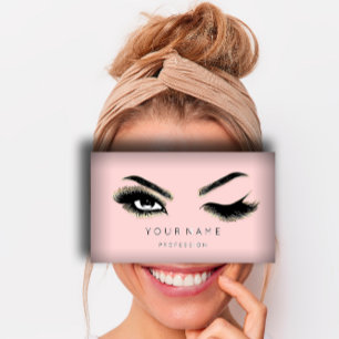 Eyelash Brows Microblading QRCODE Logo Gold Pink Visitekaartje
