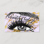 Eyelash Brows QR Code Logo Roze goudmarmer Visitekaartje (Voorkant)
