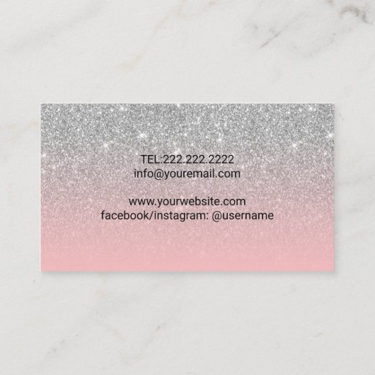 Eyelash Eeybrow Lashes Salon Pink & Silver Glitter Visitekaartje (Achterkant)