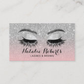 Eyelash Eeybrow Lashes Salon Pink & Silver Glitter Visitekaartje (Voorkant)