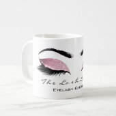 Eyelash ExAttentie Beauty Pink Blush Glitter Koffiemok (Voorkant links)